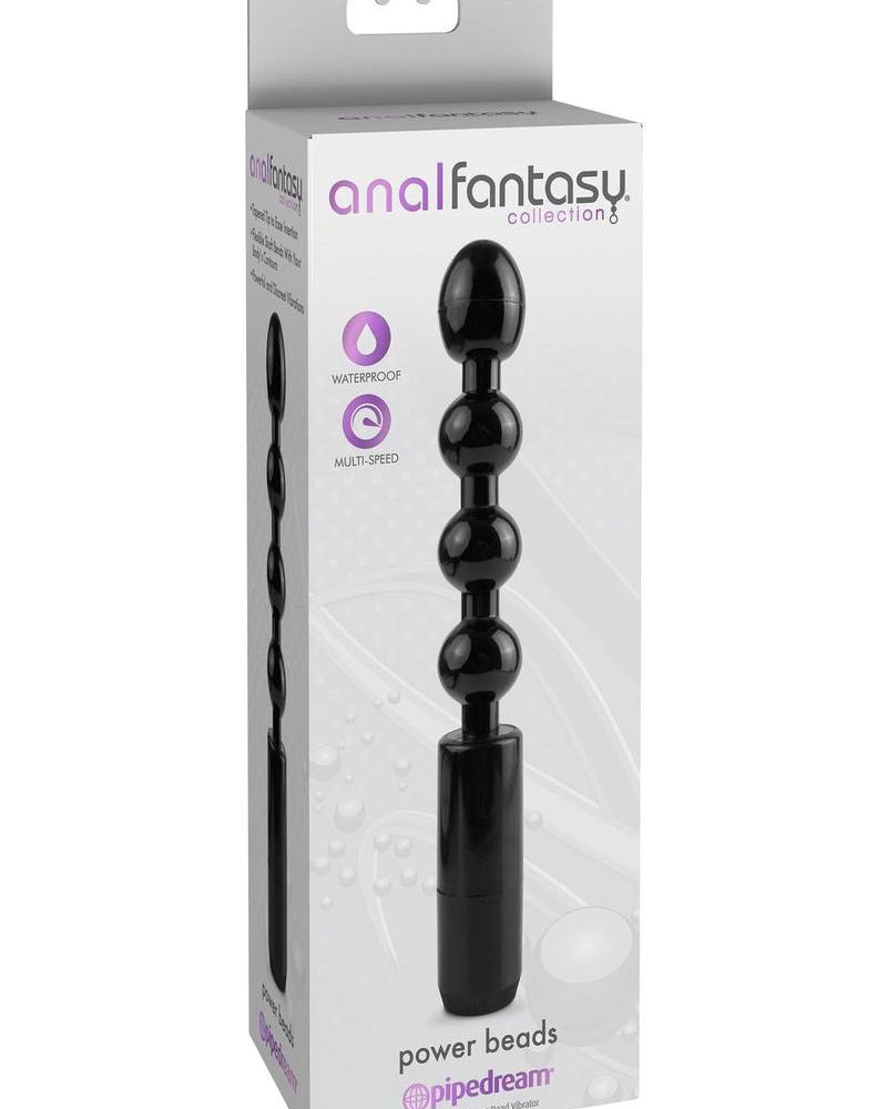 Anal Fantasy Collection Power Beads - Perlas impermeables de color negro de 5,25 pulgadas
