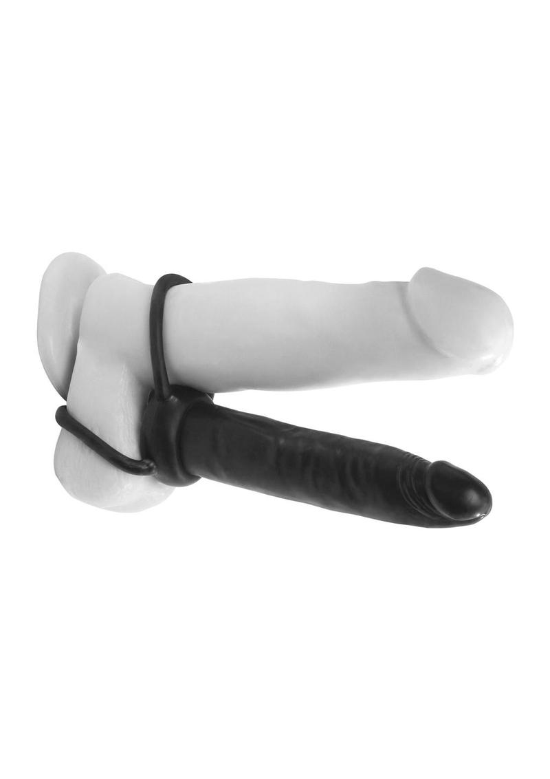 Anal Fantasy - Anillo para el pene con correa de la colección Double Trouble - Negro