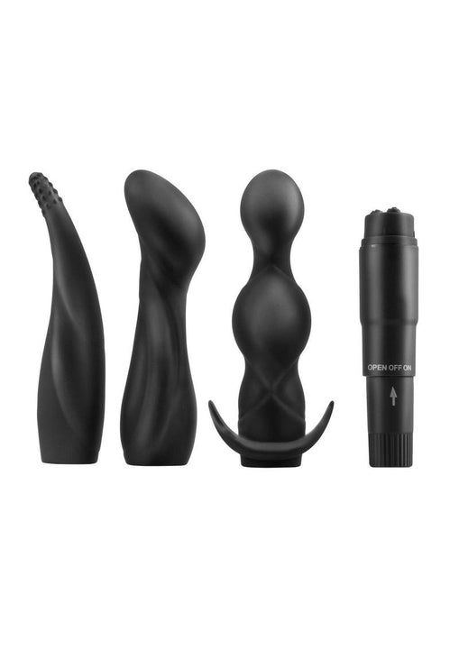 Kit de aventura anal de silicona de la colección Anal Fantasy, resistente al agua, color negro