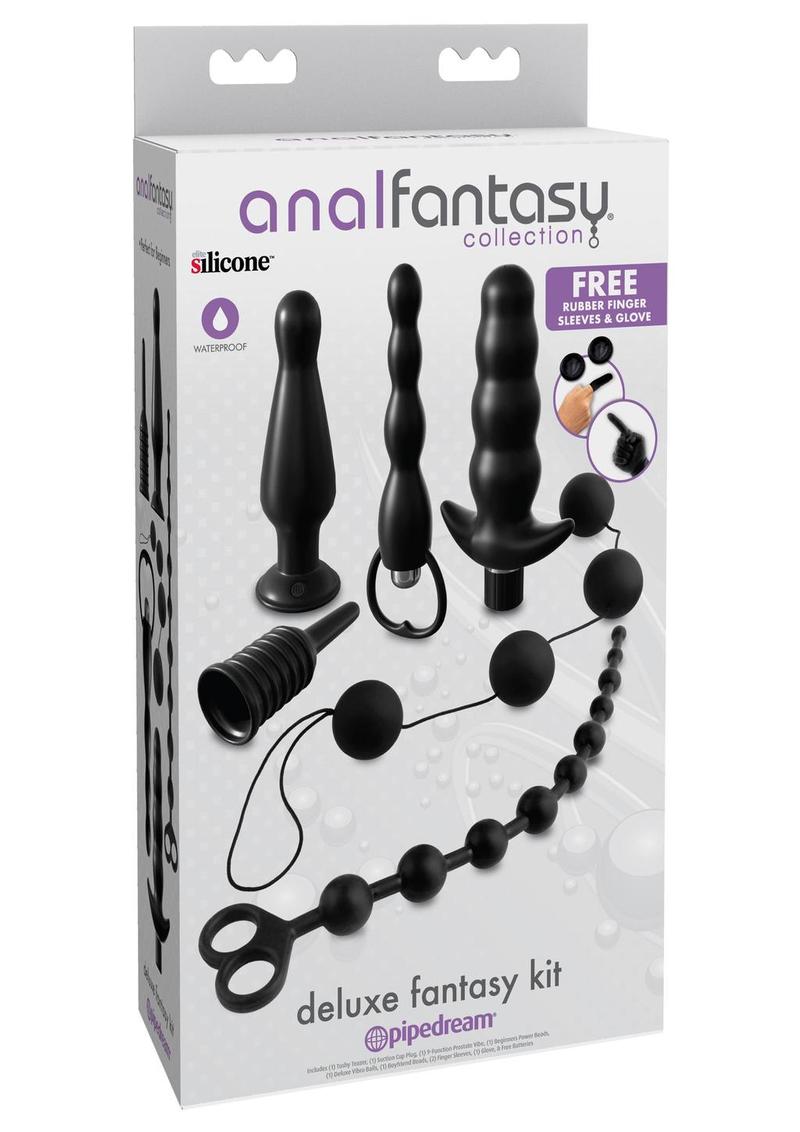 Kit de fantasía de lujo de silicona Anal Fantasy Collection, resistente al agua, color negro