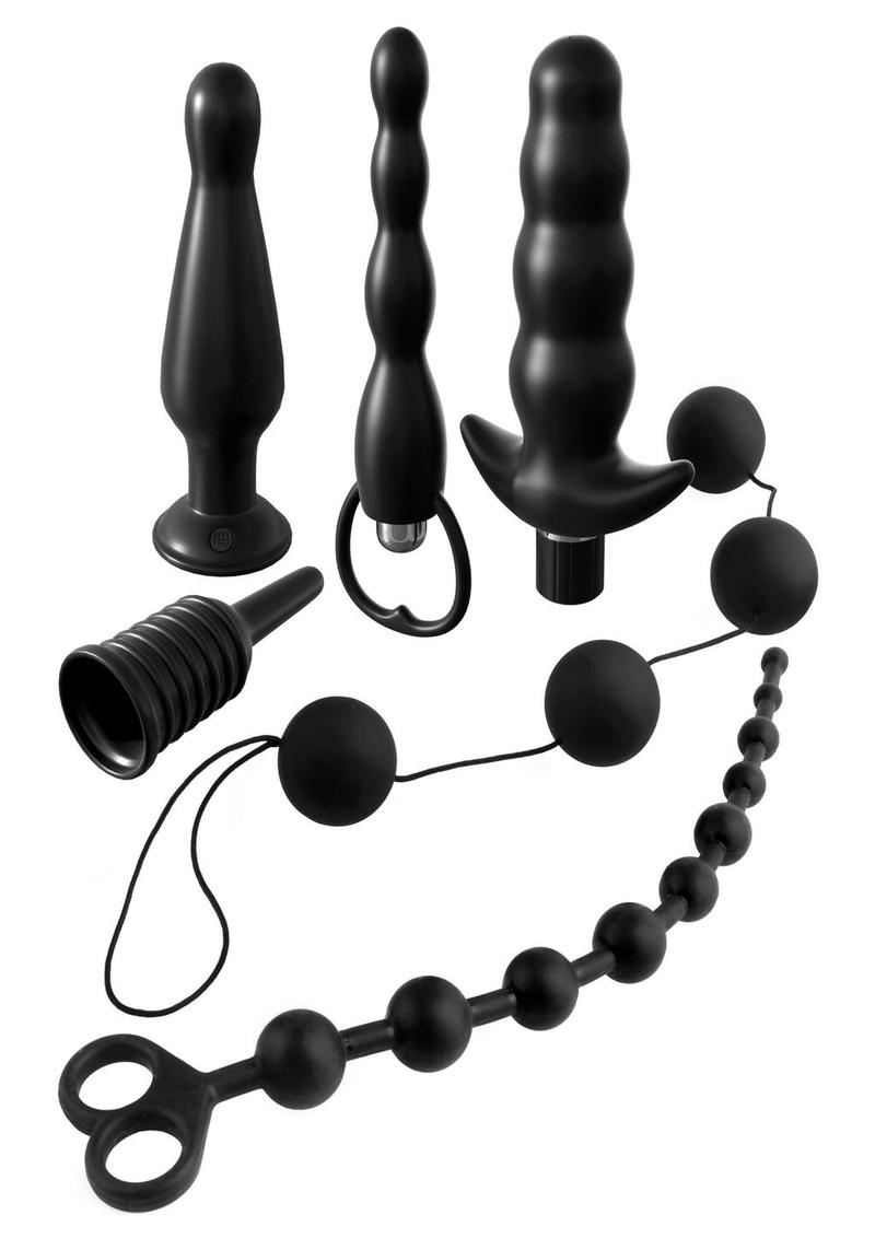 Kit de fantasía de lujo de silicona Anal Fantasy Collection, resistente al agua, color negro