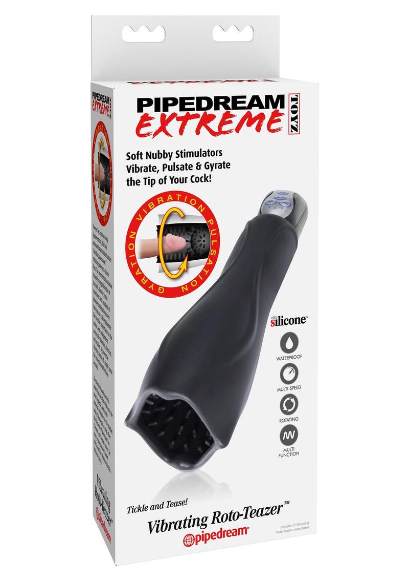 Pipedream Extreme Vibrating Roto-Teazer Masturbator Black 9.5 Inch