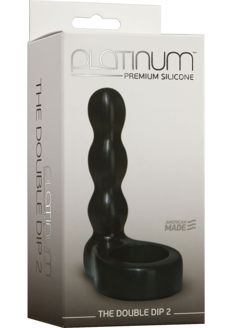 Platinum The Double Dip 2 Silicone Dual Penetration Cockring Black