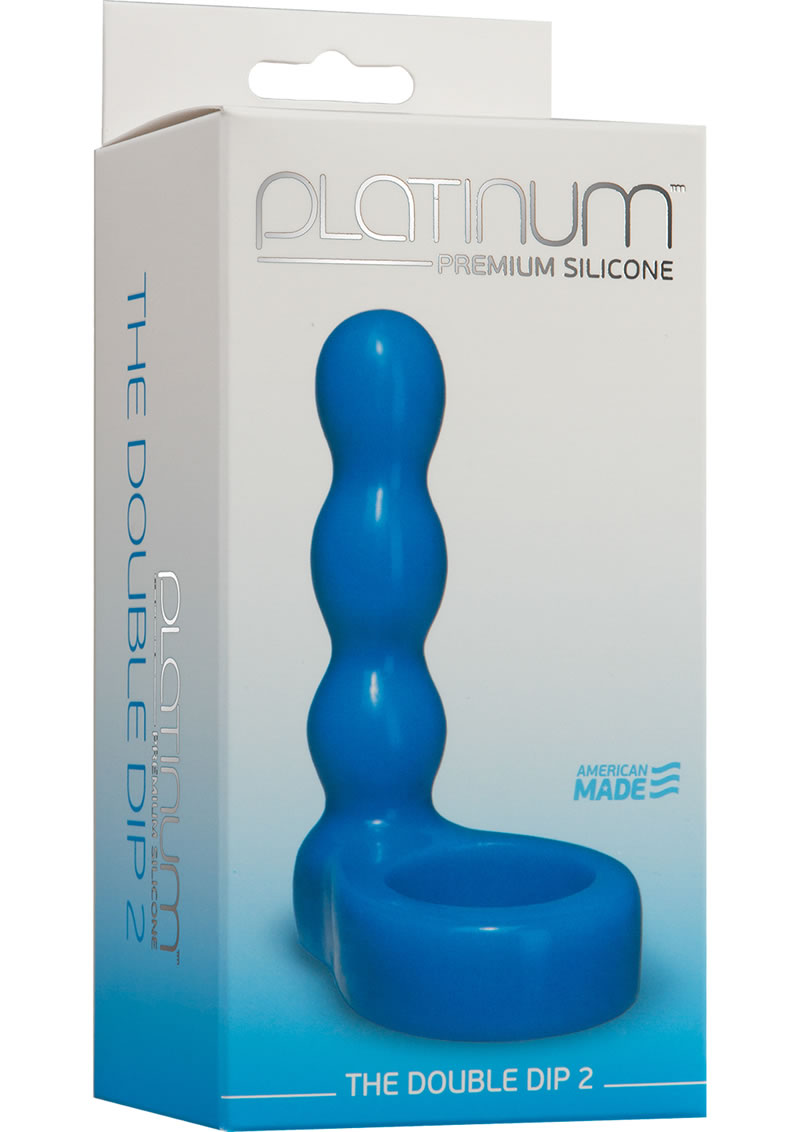 Anillo para el pene de silicona de doble penetración Platinum The Double Dip 2 azul