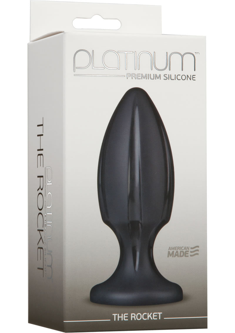 Tapón anal de silicona premium Platinum The Rocket, color negro, 4,5 pulgadas