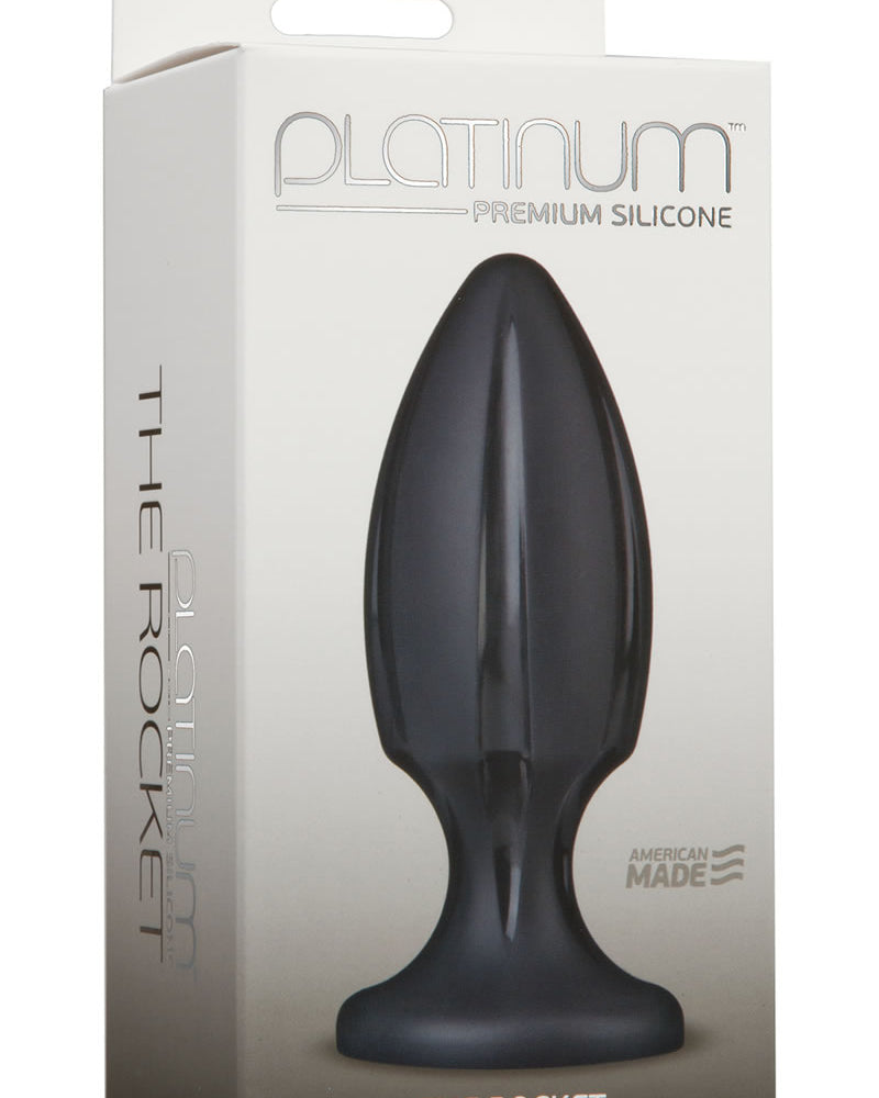 Tapón anal de silicona premium Platinum The Rocket, color negro, 4,5 pulgadas
