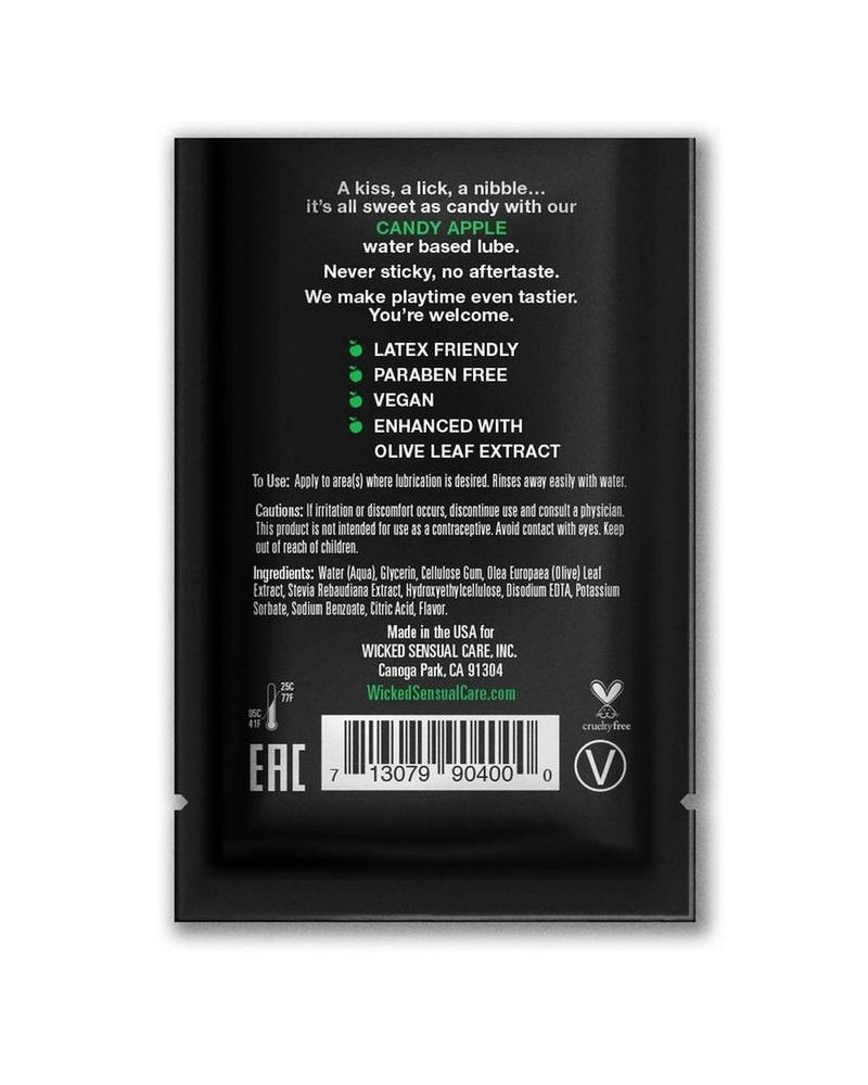 Paquetes de papel de aluminio a base de agua con sabor a manzana acaramelada Wicked Aqua, 10 onzas, 144 unidades por bolsa