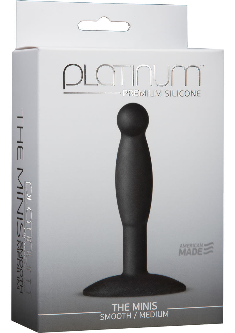 Tapón anal de silicona premium Platinum The Minis de tamaño mediano, color negro, 3,6 pulgadas