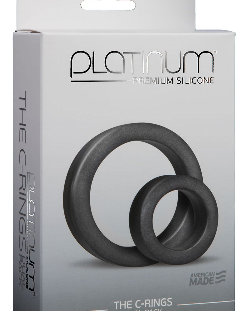Platinum Premium Silicone The C Rings Cock Ring Double Pack Charcoal