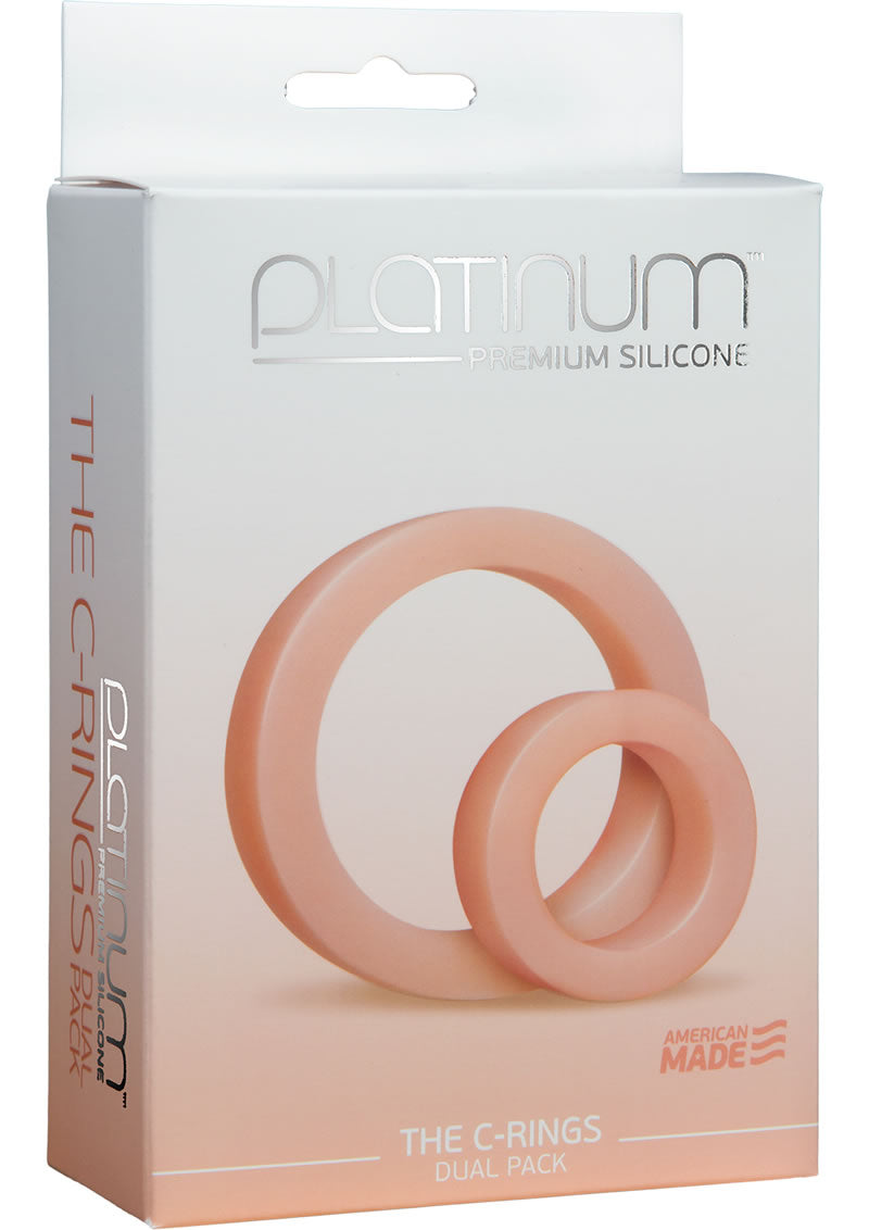 Anillo para el pene de silicona premium Platinum The C Rings, paquete doble, color blanco