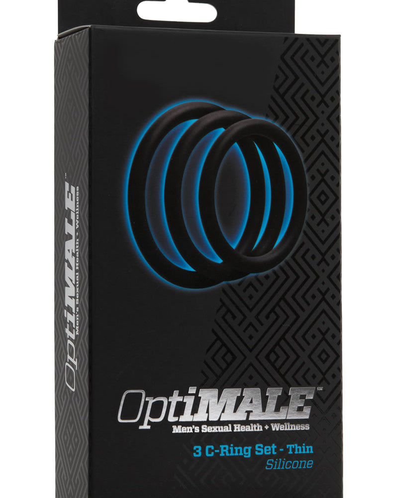 Juego de 3 anillos en C de silicona Optimale finos de color negro