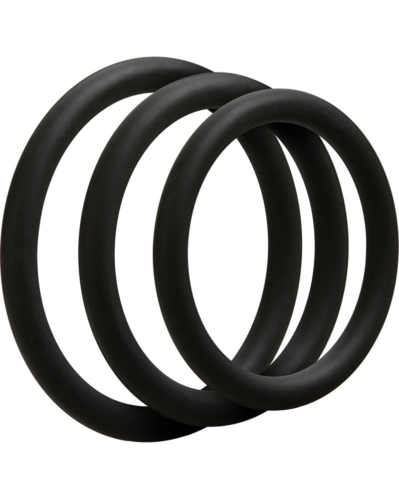 Juego de 3 anillos en C de silicona Optimale finos de color negro
