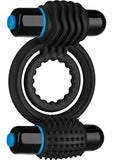 Anillo vibrador doble en forma de C de silicona Optimale, resistente al agua, color negro