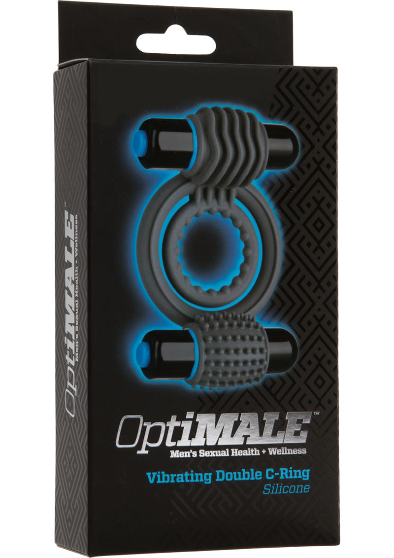Optimale Silicone Vibrating Double C-Ring Waterproof Slate