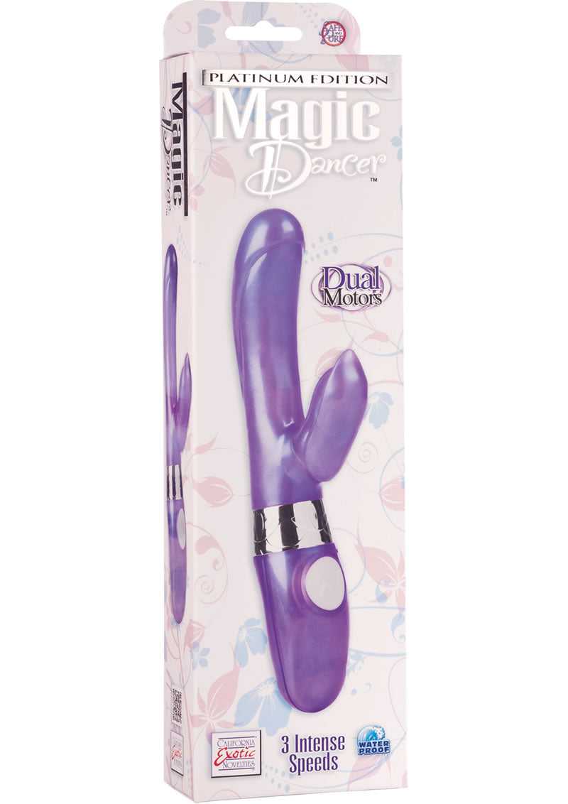 Vibrador de doble motor Magic Dancer edición platino, resistente al agua, morado, 3,75 pulgadas