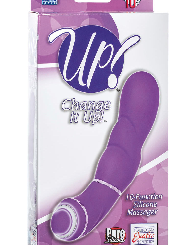 Masajeador vibrador de silicona Up Change It Up con 10 funciones, resistente al agua, morado, 4,5 pulgadas