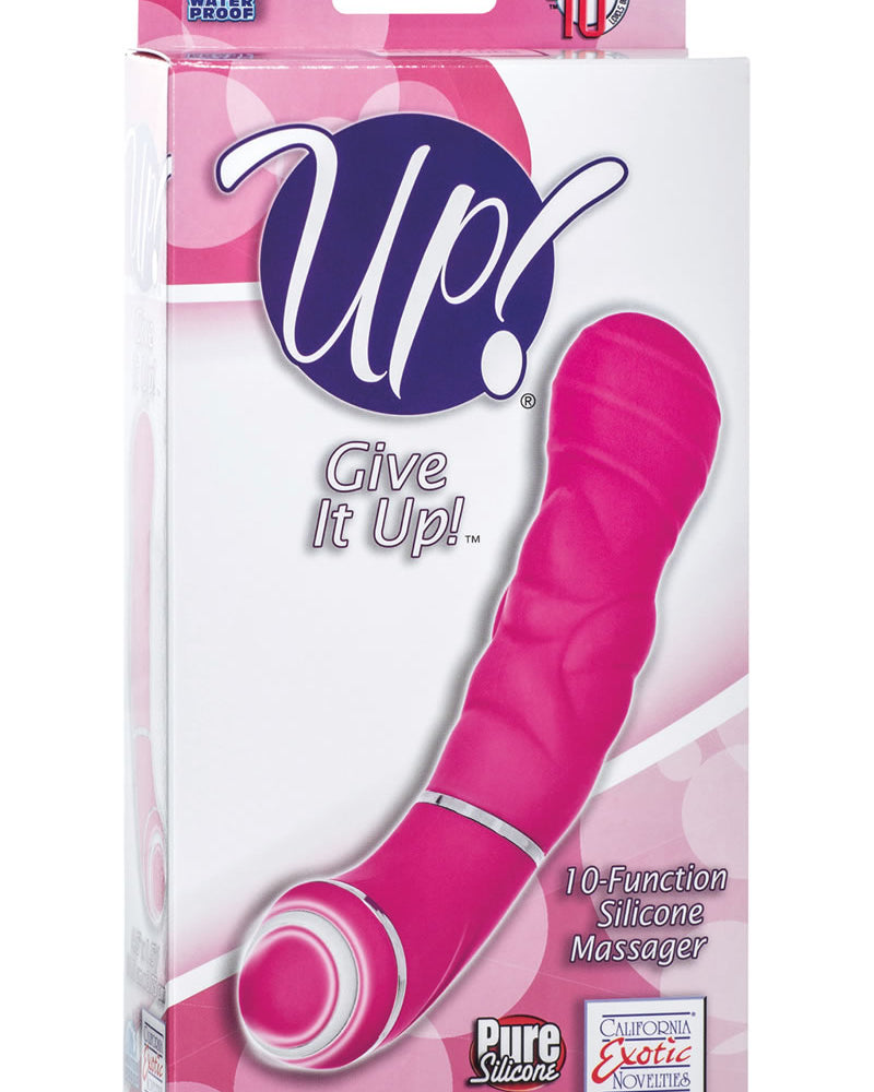 Masajeador vibrador de silicona Up Give It Up de 10 funciones, resistente al agua, color rosa, 4,5 pulgadas