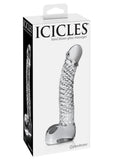 Icicles No 61 Textured Glass Dildo With Balls Clear 5 Inch