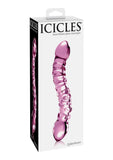 Icicles No 55 Double Sided Glass Massager Pink 7.75 Inch