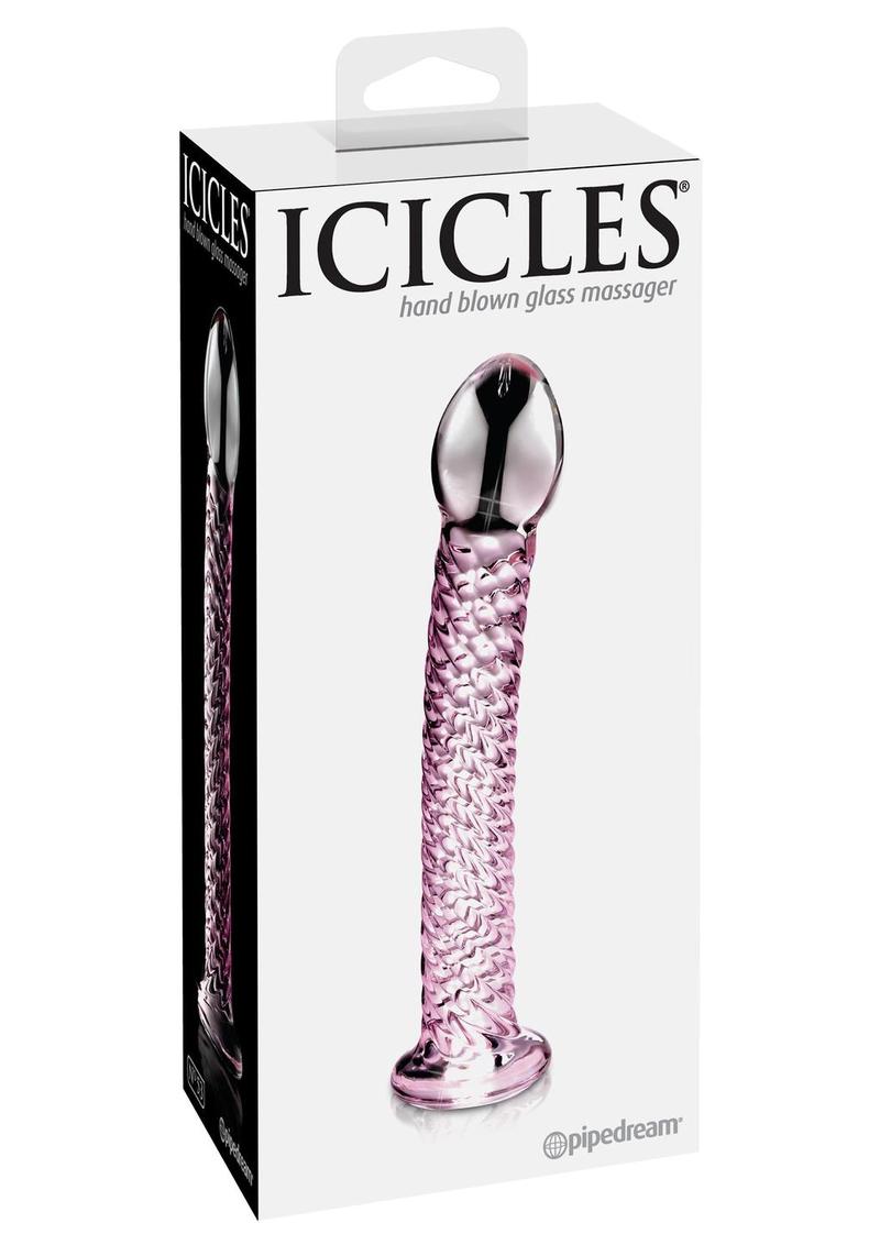 Sonda de vidrio texturizado Icicles No 53 de 6,75 pulgadas de color rosa