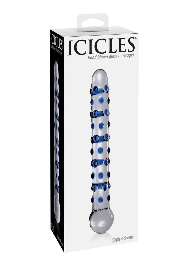 Sonda de vidrio texturizado Icicles No 50 azul/transparente de 7 pulgadas