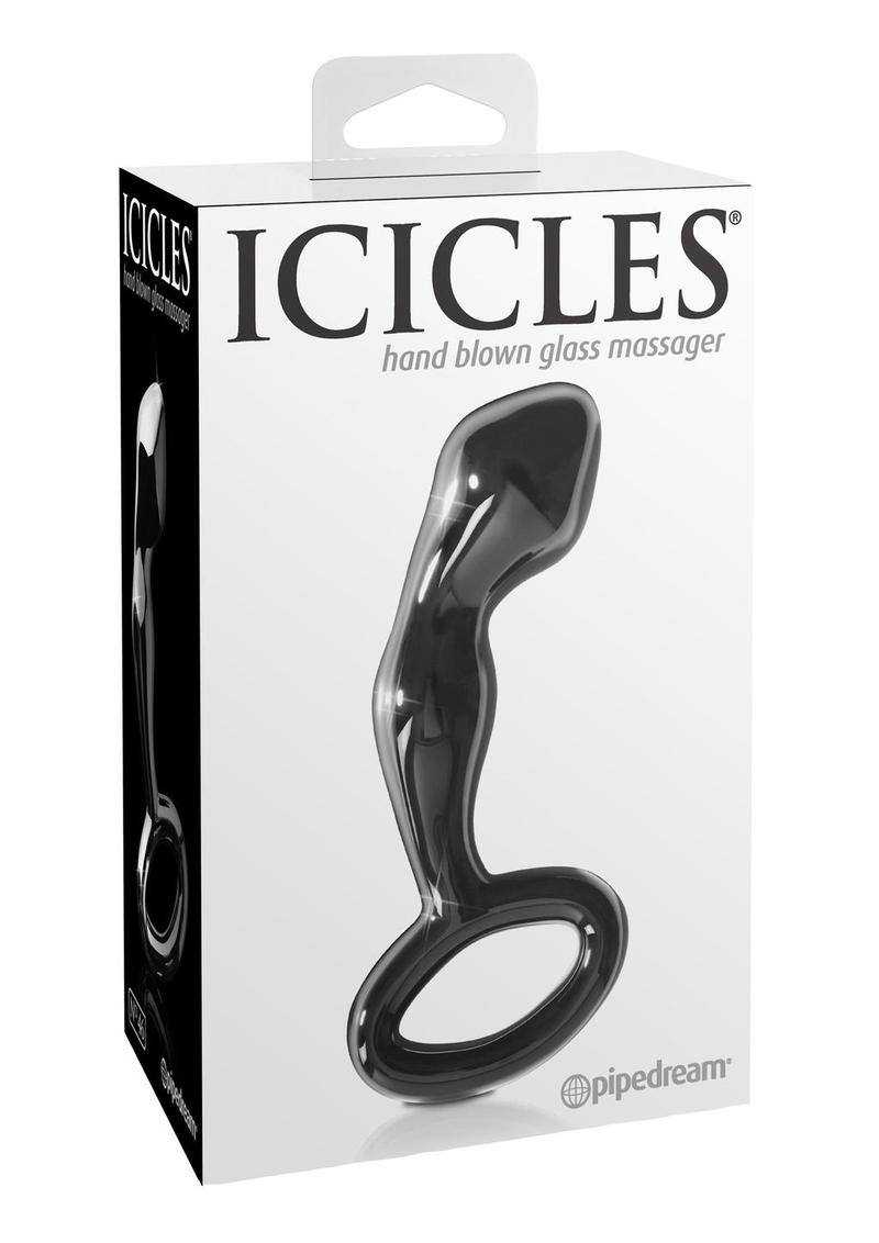 Icicles No 46 Glass Anal P-Spot Plug Black 3.5 Inch