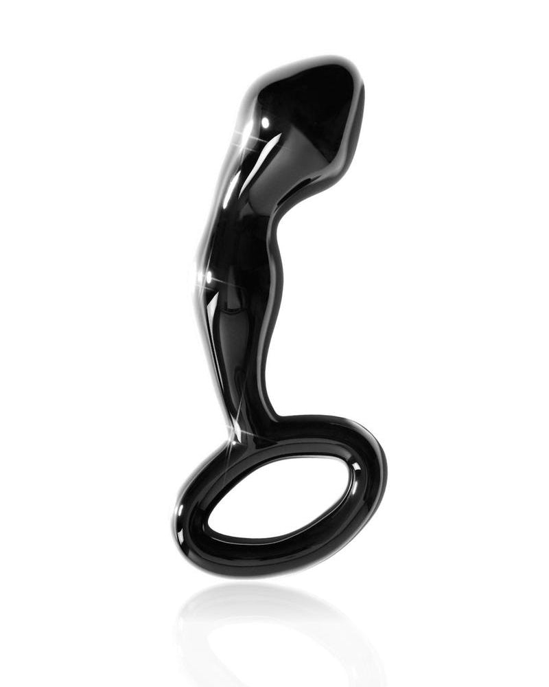 Icicles No 46 Glass Anal P-Spot Plug Black 3.5 Inch