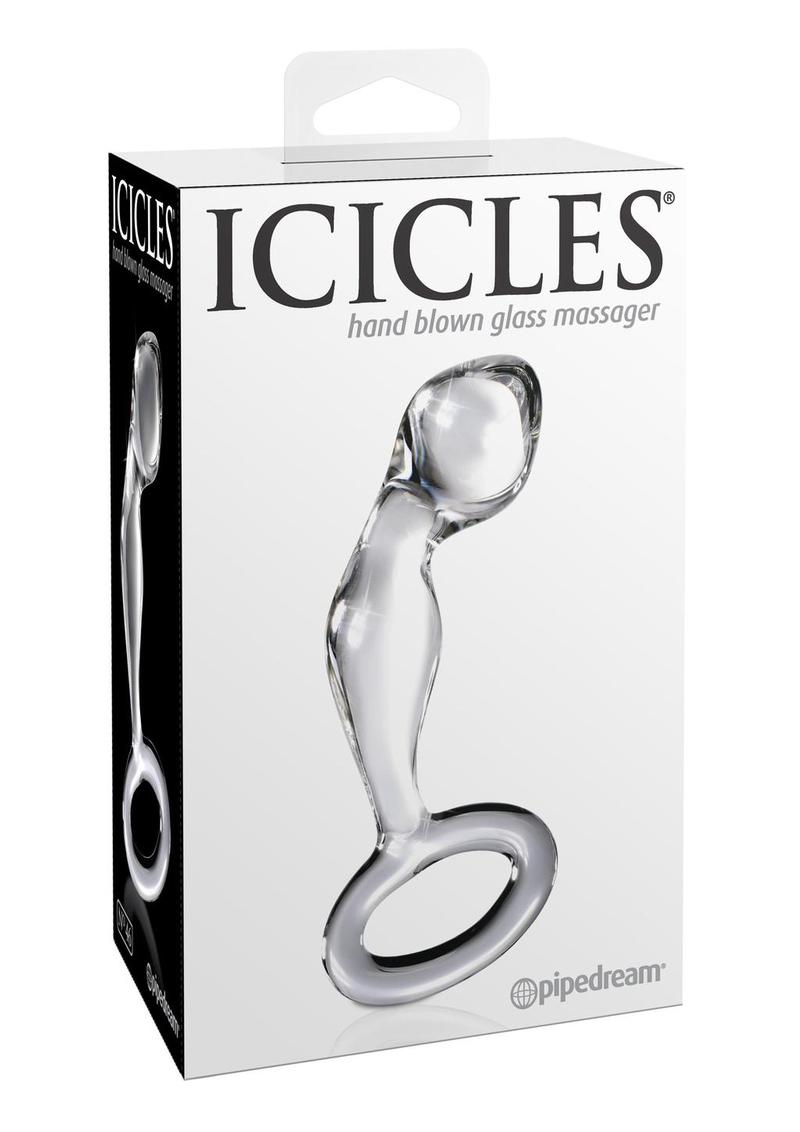 Icicles No 46 Glass Anal P-Spot Plug Clear 3.5 Inch