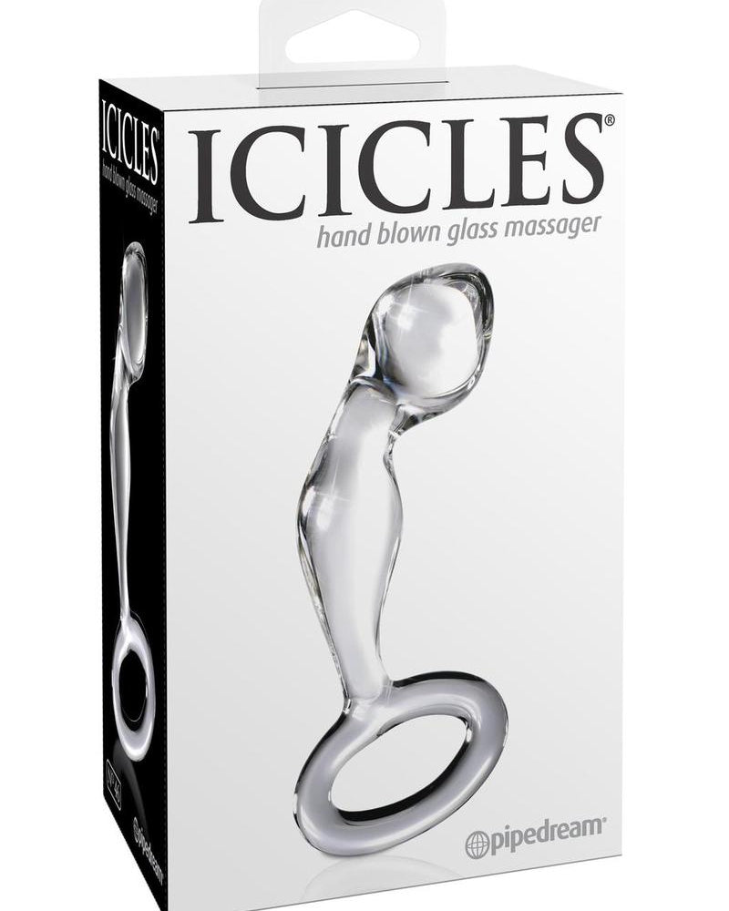 Icicles No 46 Glass Anal P-Spot Plug Clear 3.5 Inch