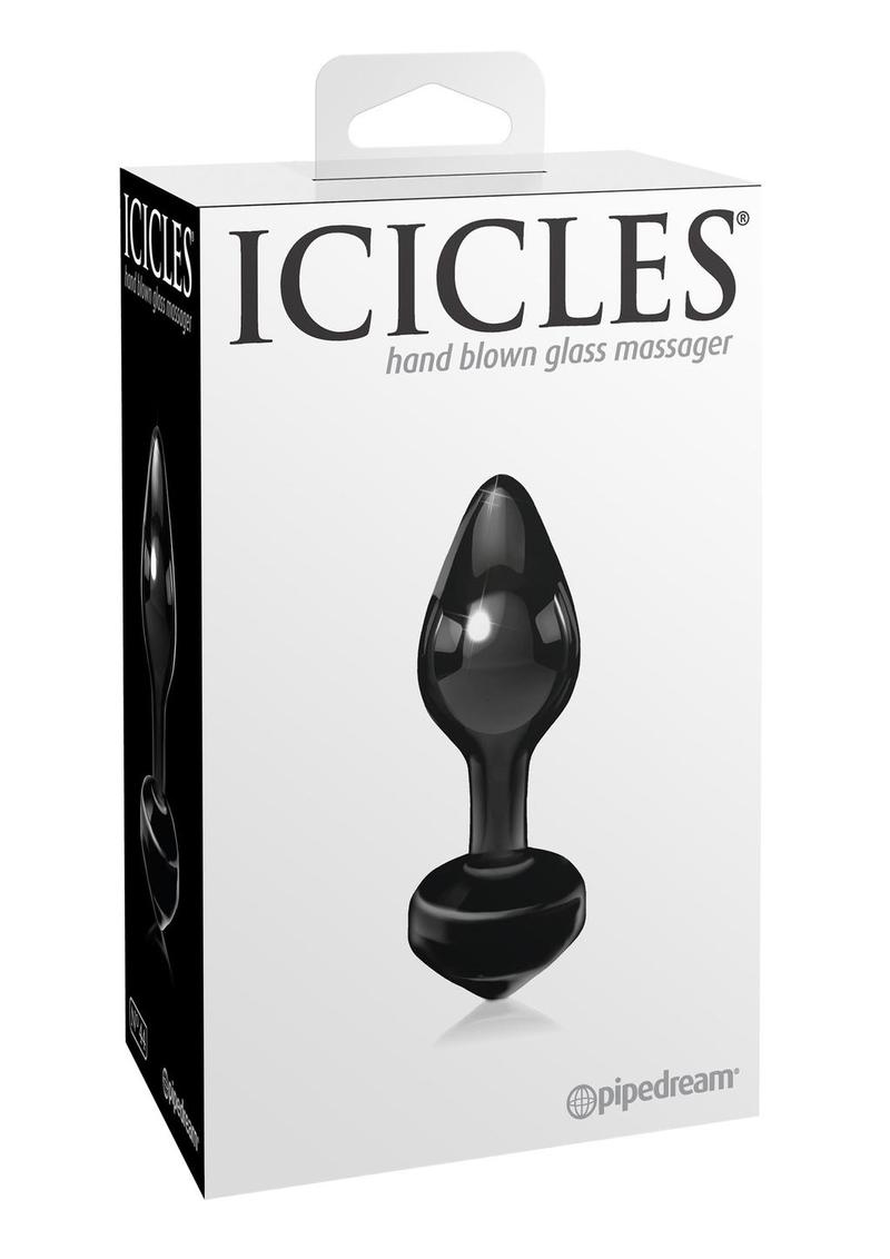 Icicles No 44 Glass Anal Plug Black 2.5 Inch