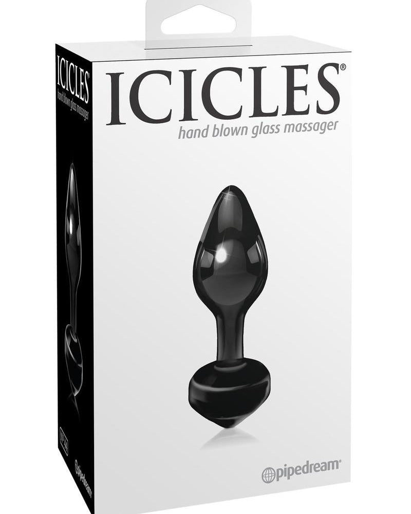 Icicles No 44 Glass Anal Plug Black 2.5 Inch