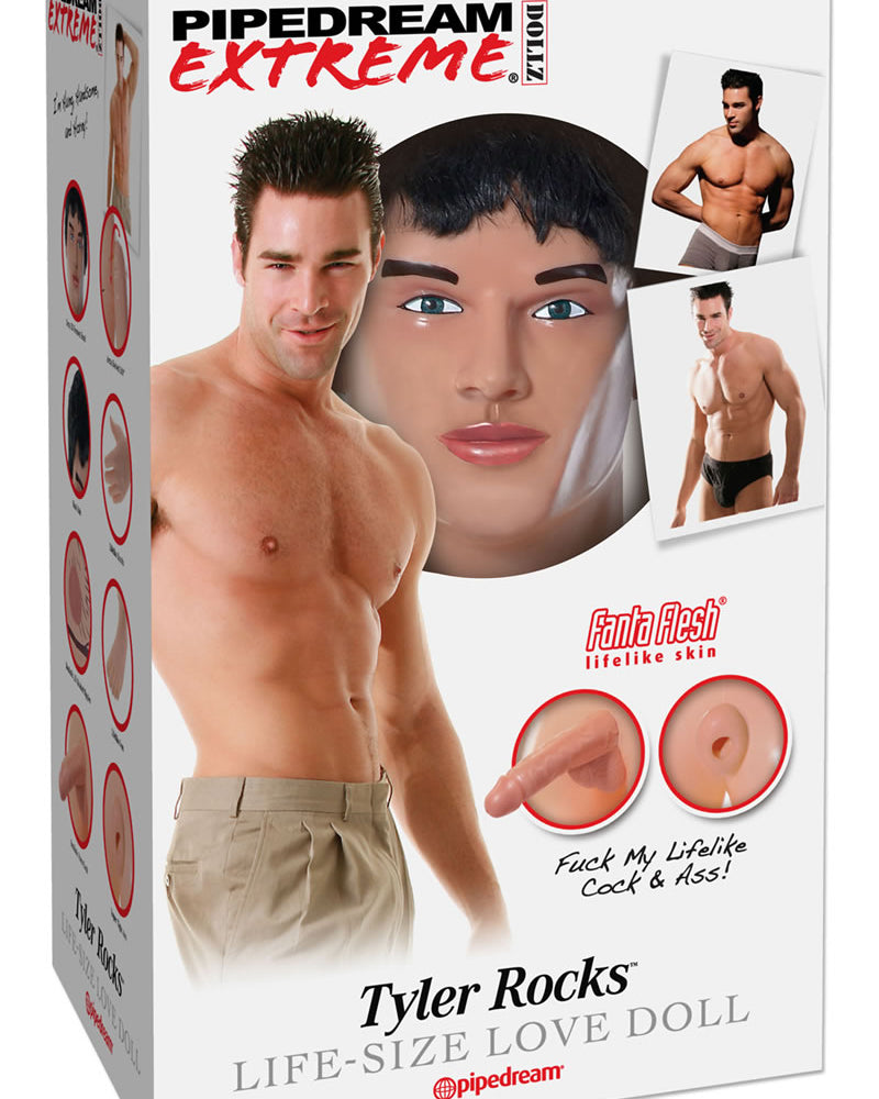 Muñeca inflable de tamaño real Tyler Rocks de Pipedream Extreme Dollz, color blanco