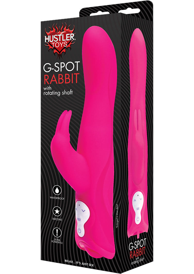 Vibrador de silicona con forma de conejo y eje giratorio para punto G de Hustler Toys, resistente al agua, morado