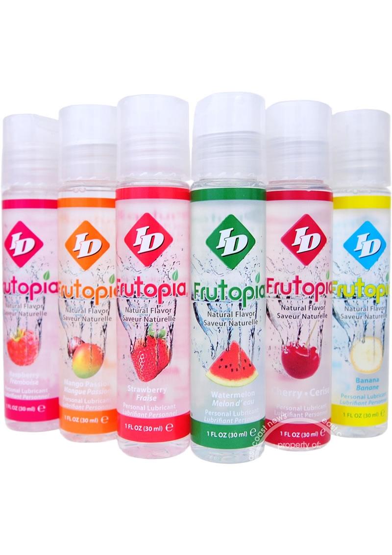 Lubricante personal a base de agua con sabor natural Frutopia, surtido, 1 onza, 12 unidades por expositor