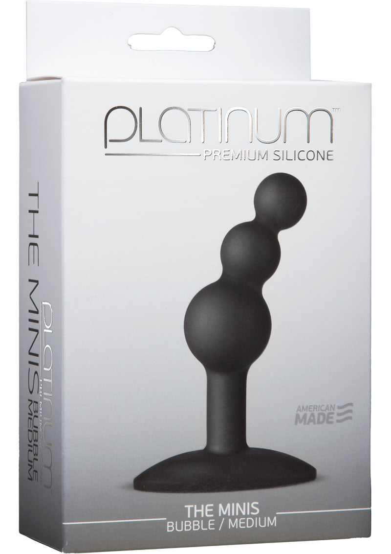 Tapón anal de silicona premium Platinum The Minis Bubble Butt Plug negro mediano de 3,8 pulgadas