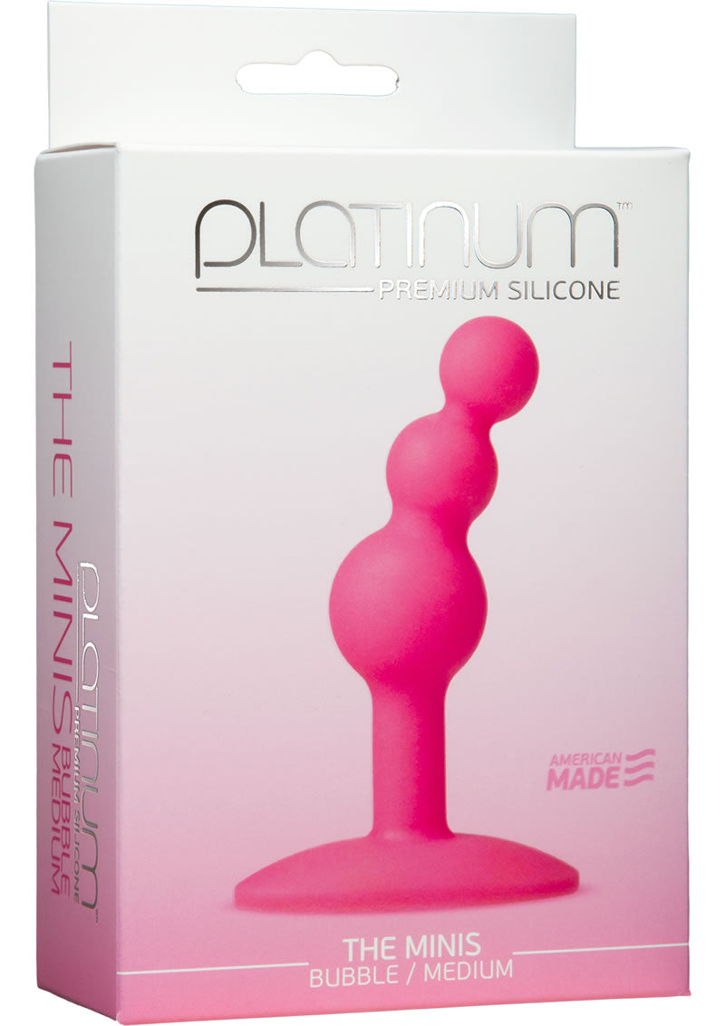 Tapón anal de silicona premium Platinum The Minis Bubble Butt Plug rosa mediano de 3,8 pulgadas