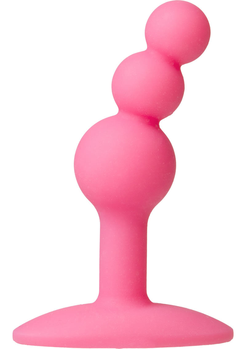 Tapón anal de silicona premium Platinum The Minis Bubble Butt Plug rosa mediano de 3,8 pulgadas