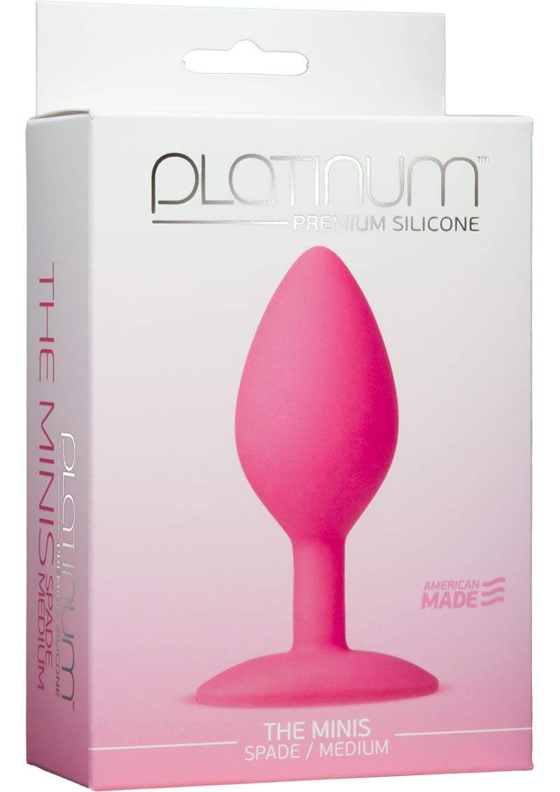 Tapón anal de silicona premium Platinum The Minis Spade de color rosa, tamaño mediano de 3,5 pulgadas