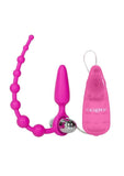 Sonda anal de silicona con control remoto y cable Booty Call Booty Double Dare con cuentas color rosa