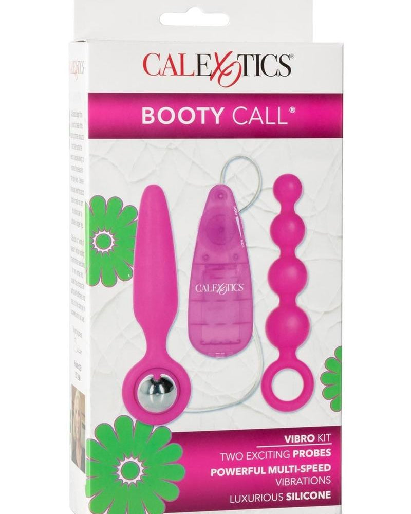 Booty Call Booty Vibro Kit Silicone Wired Remote Control Anal Probes Pink 2 Each