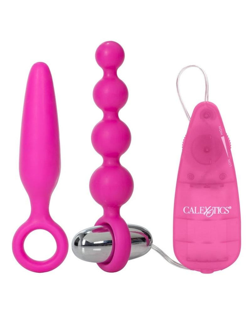 Booty Call Booty Vibro Kit Silicone Wired Remote Control Anal Probes Pink 2 Each