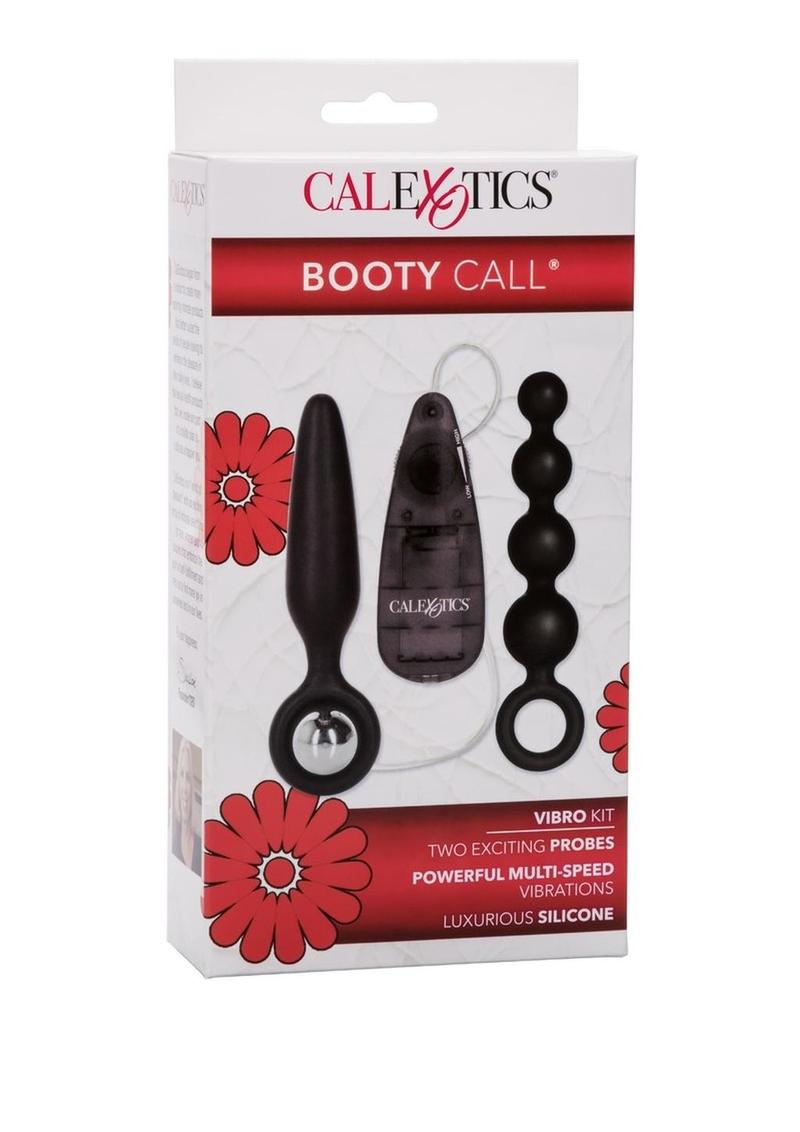 Booty Call Booty Vibro Kit Silicone Wired Remote Control Anal Probes Black 2Each