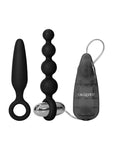 Booty Call Booty Vibro Kit Silicone Wired Remote Control Anal Probes Black 2Each