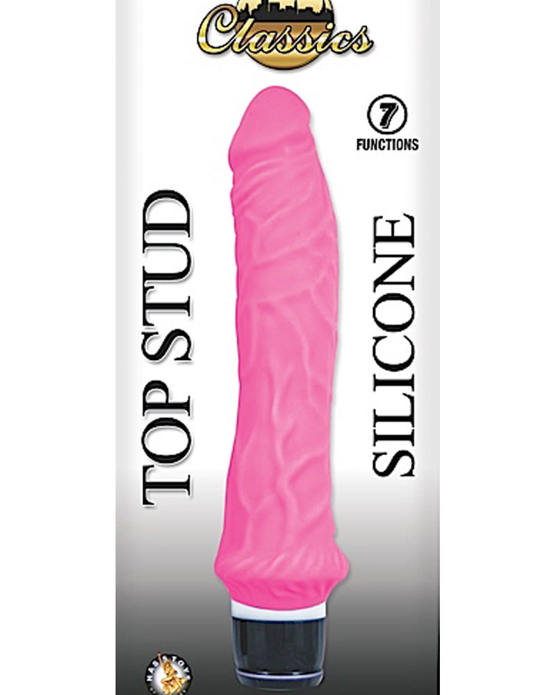 Vibrador realista de silicona con tapón anal de Timeless Classics, resistente al agua, color rosa, 9,5 pulgadas