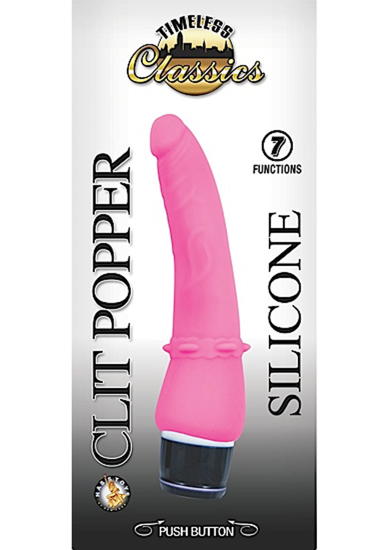 Vibrador de silicona resistente al agua Timeless Classics Clit Popper de 8,25 pulgadas en color rosa