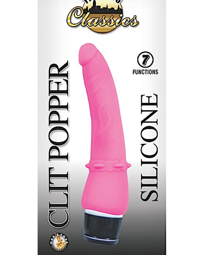 Vibrador de silicona resistente al agua Timeless Classics Clit Popper de 8,25 pulgadas en color rosa