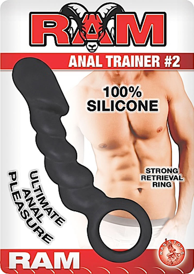 Entrenador anal Ram n.° 2 Sonda de silicona resistente al agua, color negro, 5,5 pulgadas