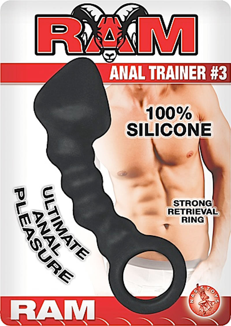 Sonda anal de silicona Ram Anal Trainer #3, resistente al agua, color negro, 5,5 pulgadas