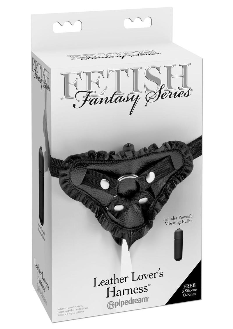 Arnés vibrador ajustable para amantes del cuero Fetish Fantasy, color negro