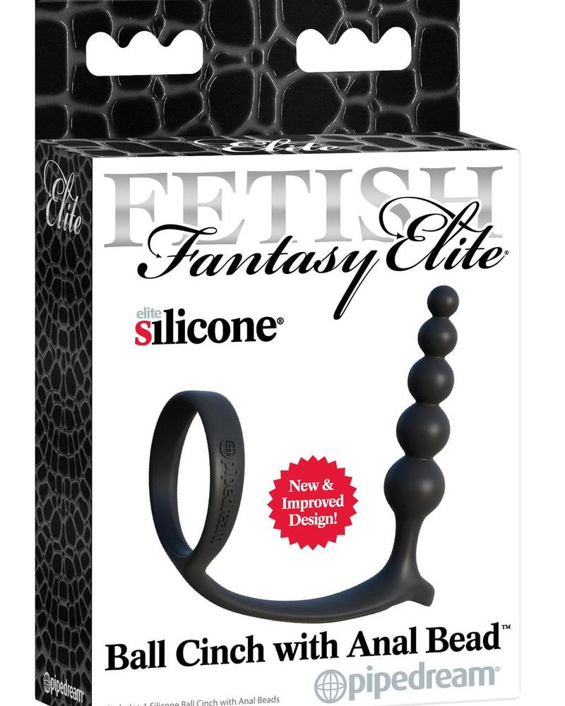 Fetish Fantasy Elite Ball Cinch With Anal Bead Silicone Black